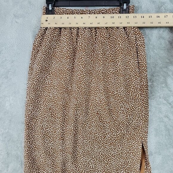 J. Crew Skirt Womens Size XXS Brown Polka Dot Side Slit Elastic Waist Lined NWT - Picture 5 of 7